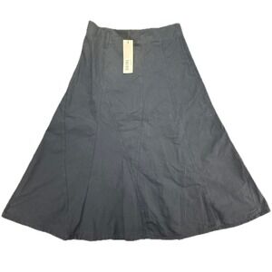 KOTN Paper Touch Skirt Midnight Navy Blue Midi Paneled A-Line Size Medium NEW